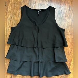 Milano Black Ruffle Tank Top Women’s Size L